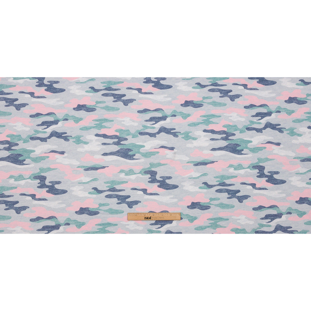 Gray, Green and Pink Camouflage Recycled Polyester Interlock Knit Full Gray, Green and Pink Camouflage Recycled Polyester Interlock Knit Full