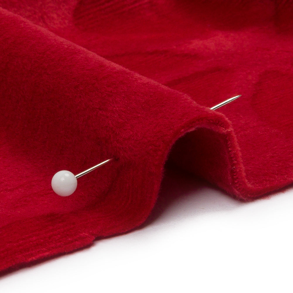 Red Floral Embossed Stretch Polyester Minky Detail Red Floral Embossed Stretch Polyester Minky Detail