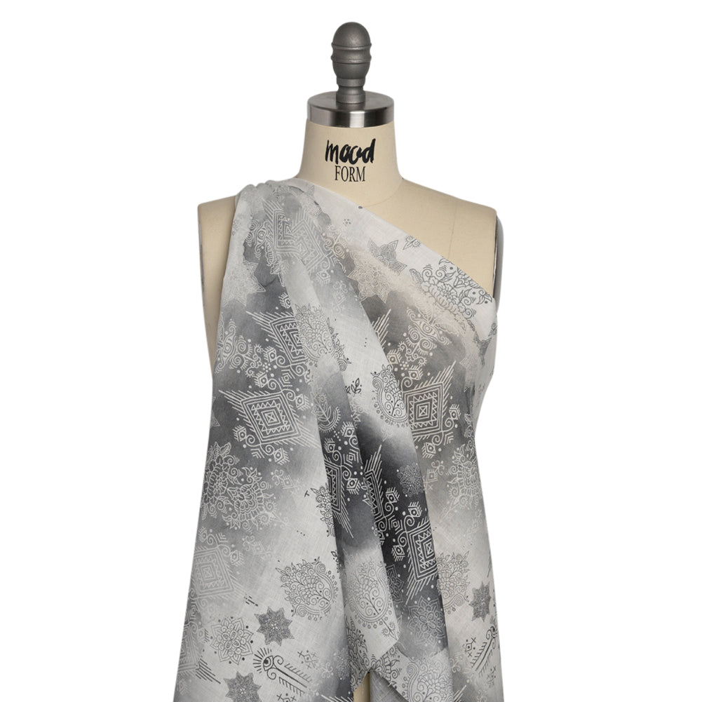 Black, Gray and White Diamonds and Flowers Lightweight Linen Woven Detail Black, Gray and White Diamonds and Flowers Lightweight Linen Woven Detail