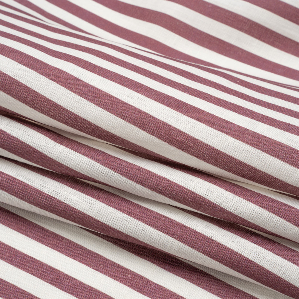 Medium Weight Linen Woven - Dusty Plum Stripes - Lydia Collection Medium Weight Linen Woven - Dusty Plum Stripes - Lydia Collection