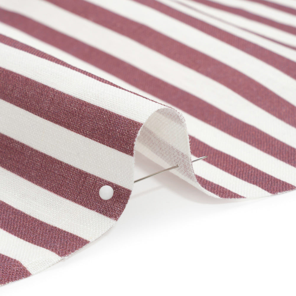 Medium Weight Linen Woven - Dusty Plum Stripes - Lydia Collection Medium Weight Linen Woven - Dusty Plum Stripes - Lydia Collection