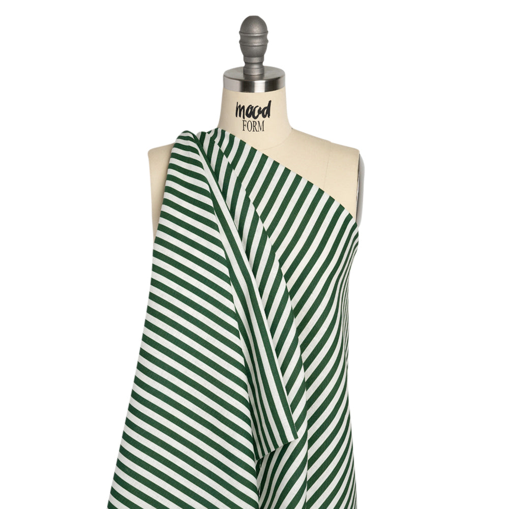 Medium Weight Linen Woven - Hunter Green Stripes - Lydia Collection Medium Weight Linen Woven - Hunter Green Stripes - Lydia Collection