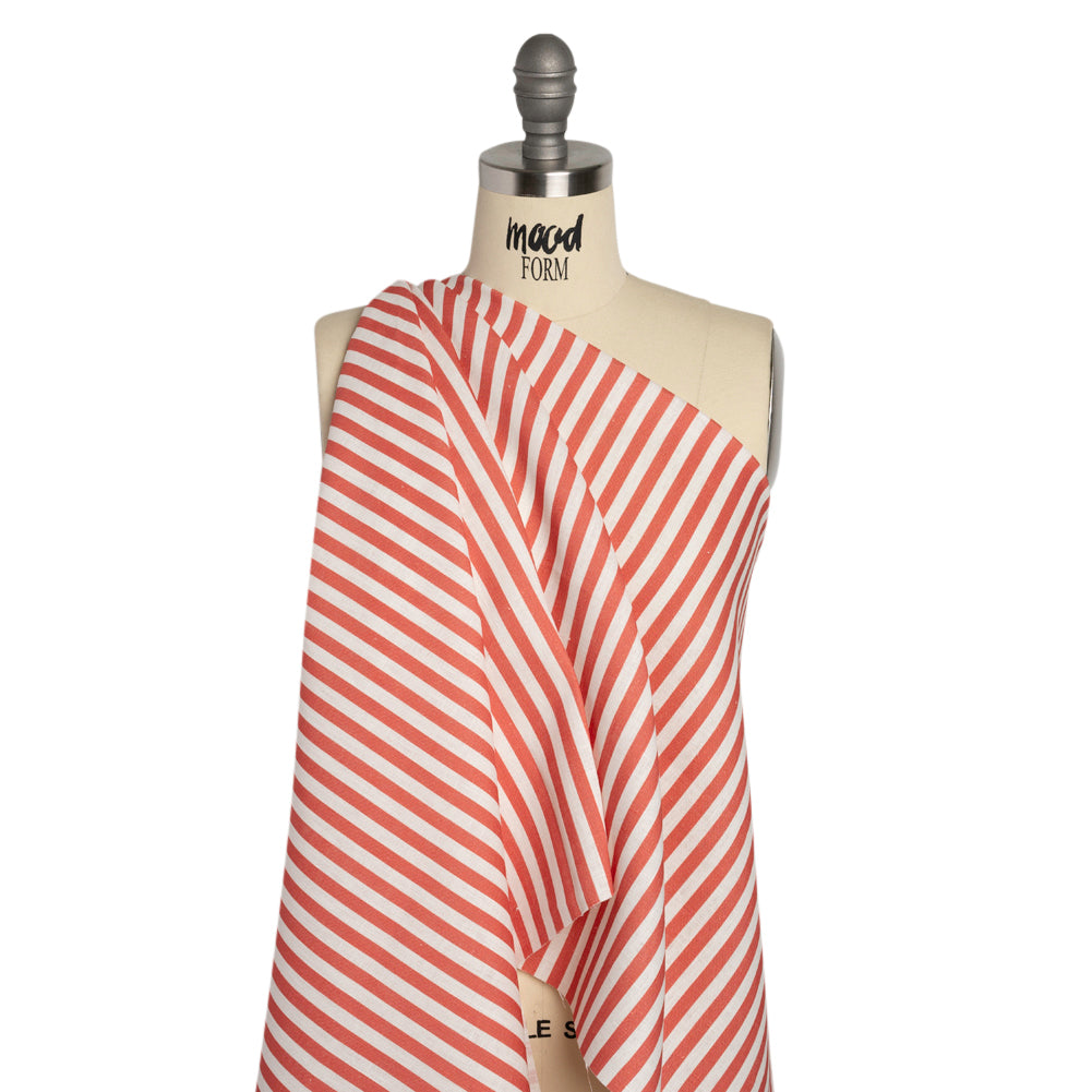 Medium Weight Linen Woven - Coral Stripes - Lydia Collection Medium Weight Linen Woven - Coral Stripes - Lydia Collection