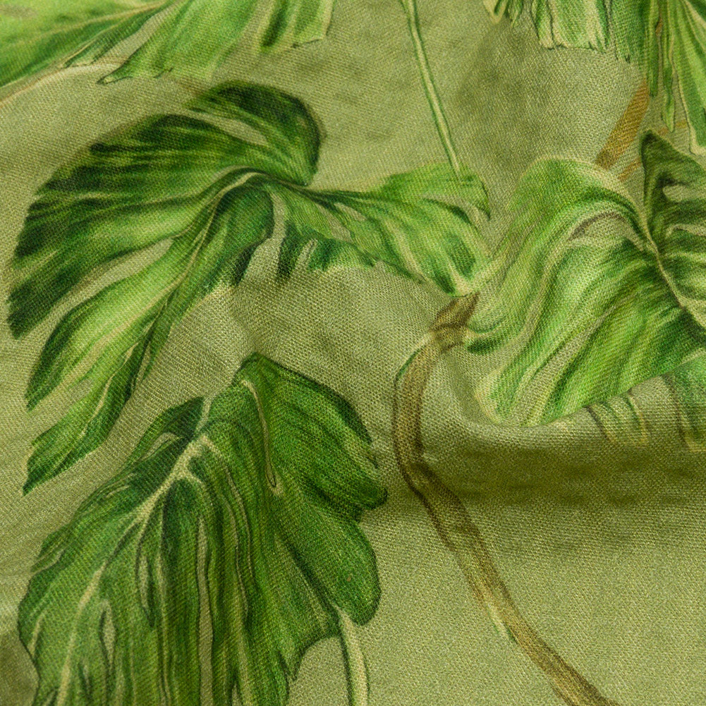 Cotton and Viscose Striped Seersucker Print - Green Leaves - Mood Exclusive Tropic Royale Detail Cotton and Viscose Striped Seersucker Print - Green Leaves - Mood Exclusive Tropic Royale Detail