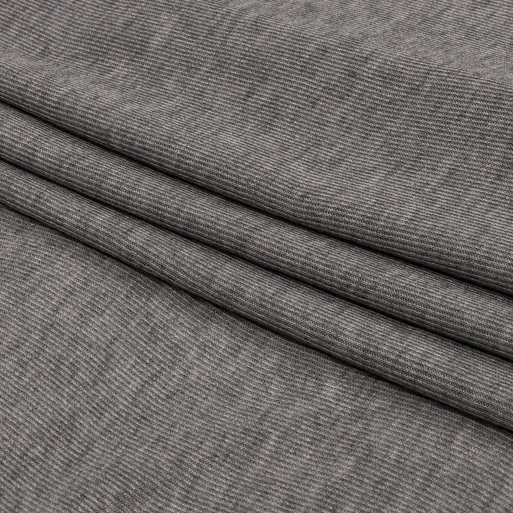 Heathered Pewter Lightweight Rayon Rib Knit Folded Heathered Pewter Lightweight Rayon Rib Knit Folded