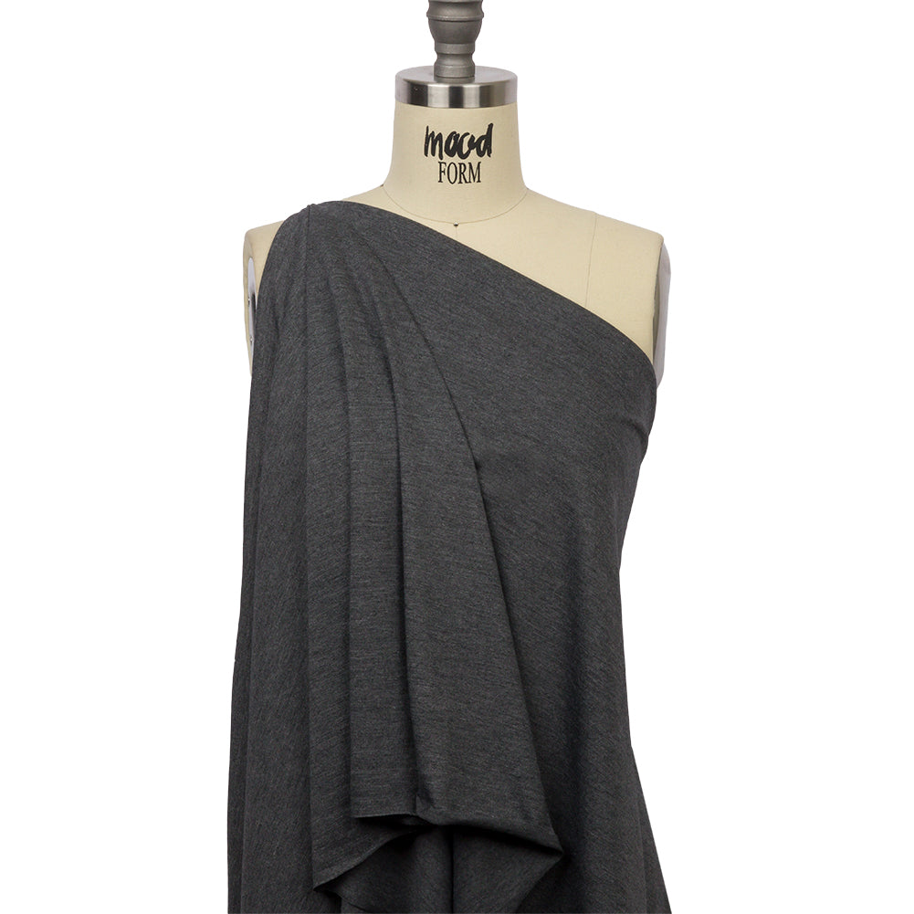 Dark Gray Heathered Polyester Jersey Drape Dark Gray Heathered Polyester Jersey Drape