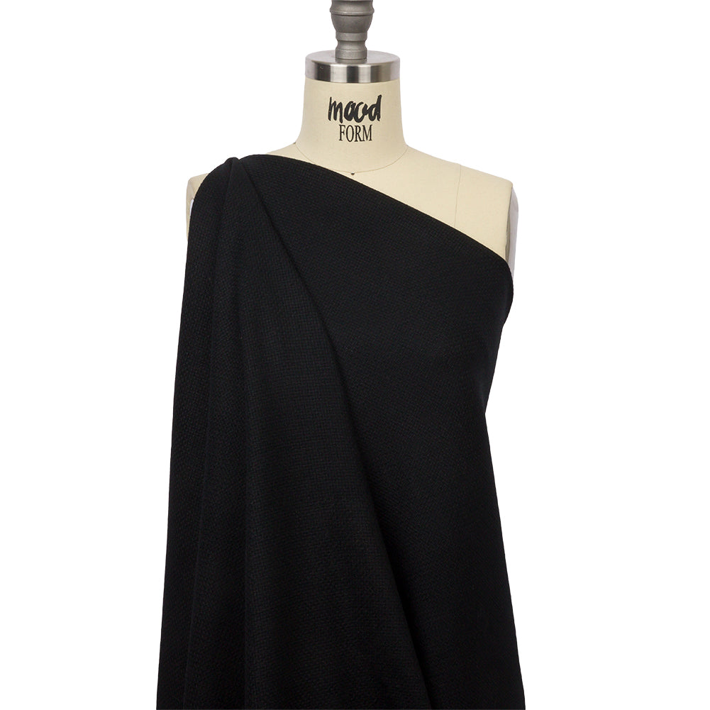 Black Wool Basketwoven Drape Black Wool Basketwoven Drape