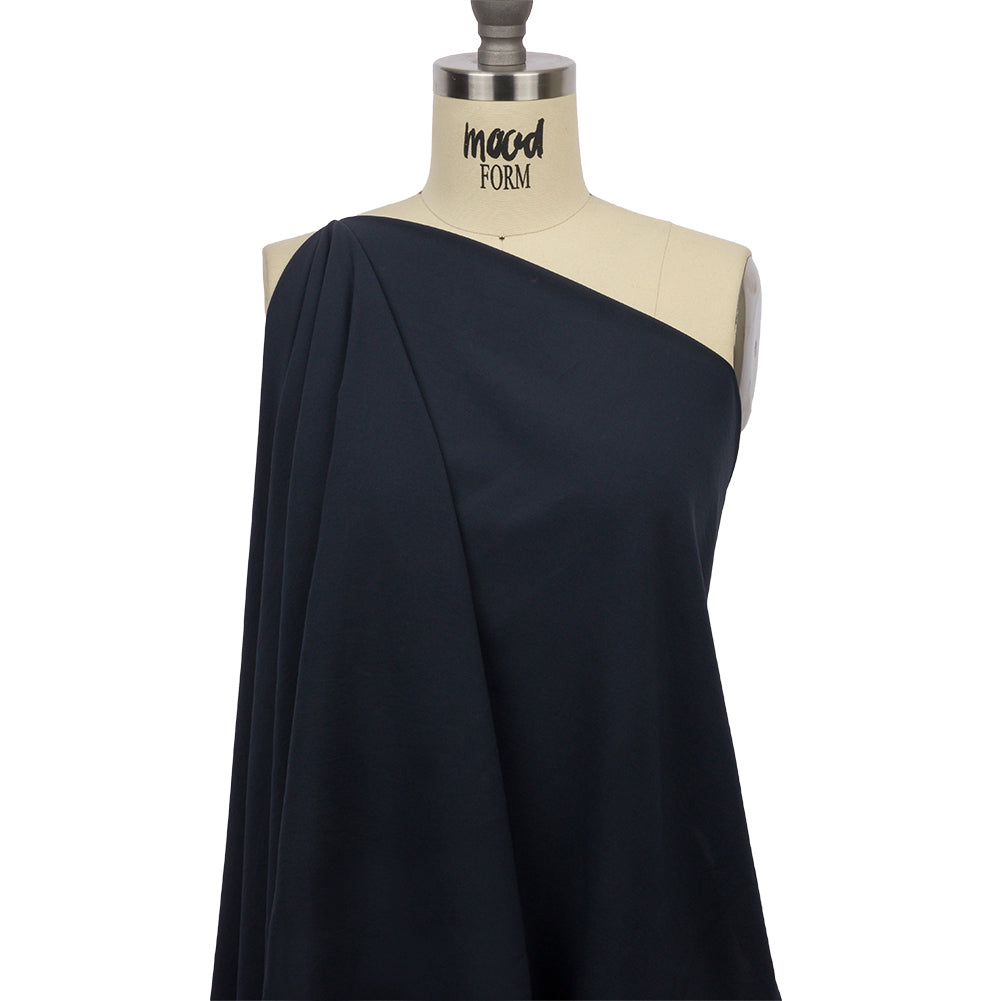Muted Navy Stretch Polyester Crepe de Chine Drape Muted Navy Stretch Polyester Crepe de Chine Drape