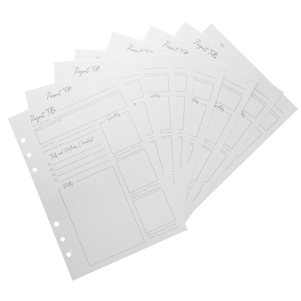 Mood Designer Sewing Planner Project Page Refills - 5.82" x 8.26", A5, 24 Pages