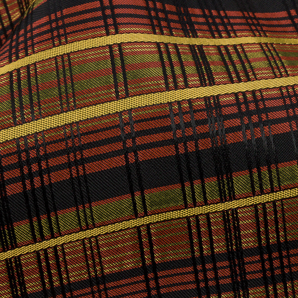 Olive, Burgundy and Black Plaid Polyester Jacquard Detail Olive, Burgundy and Black Plaid Polyester Jacquard Detail