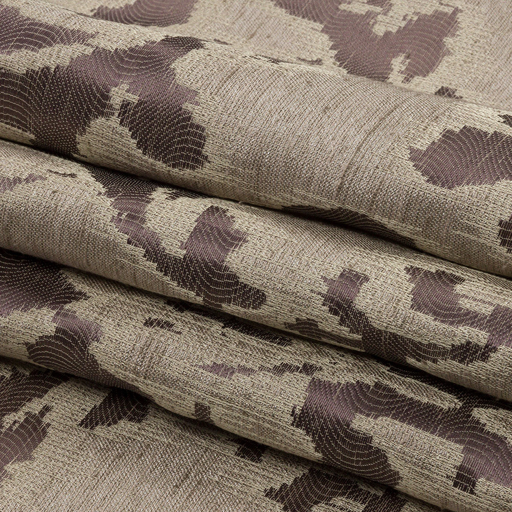 Dusty Lilac and Oatmeal Abstracted Leaves Polyester Jacquard Folded Dusty Lilac and Oatmeal Abstracted Leaves Polyester Jacquard Folded