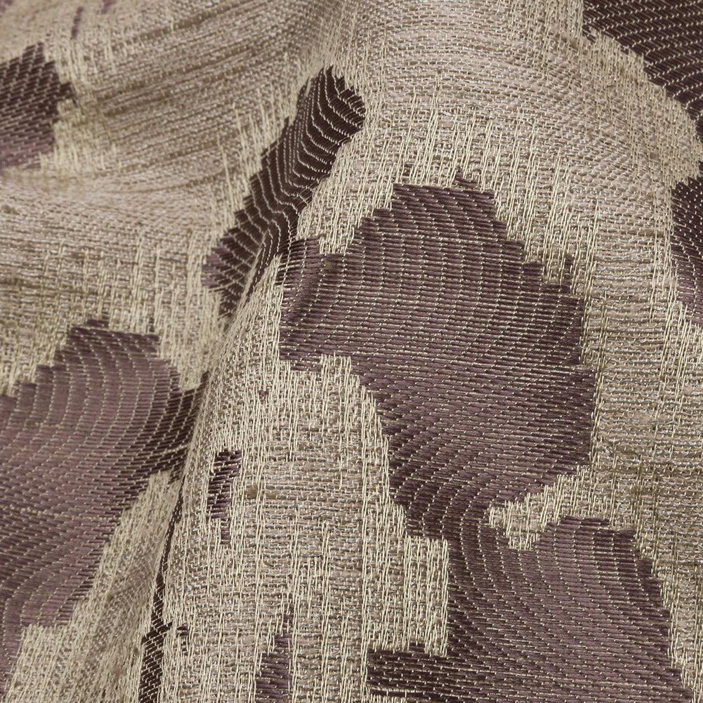 Dusty Lilac and Oatmeal Abstracted Leaves Polyester Jacquard Detail Dusty Lilac and Oatmeal Abstracted Leaves Polyester Jacquard Detail