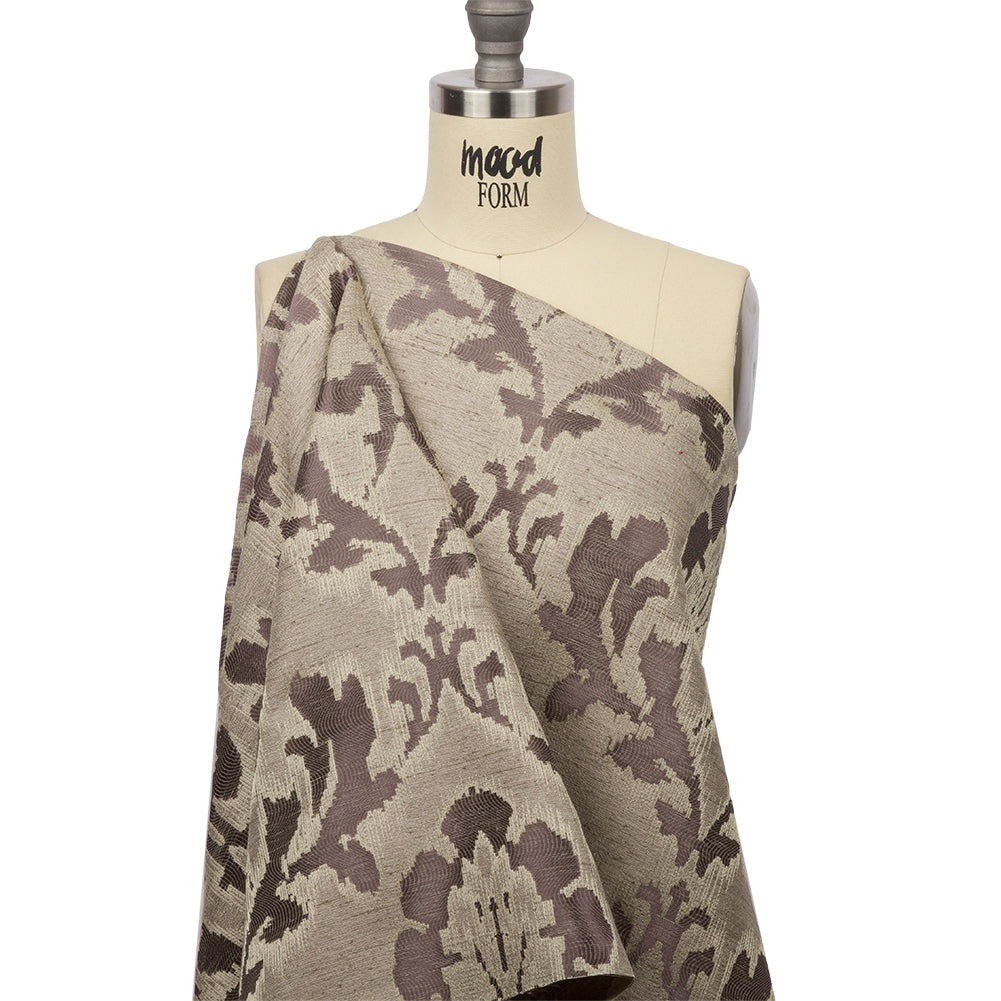 Dusty Lilac and Oatmeal Abstracted Leaves Polyester Jacquard Drape Dusty Lilac and Oatmeal Abstracted Leaves Polyester Jacquard Drape