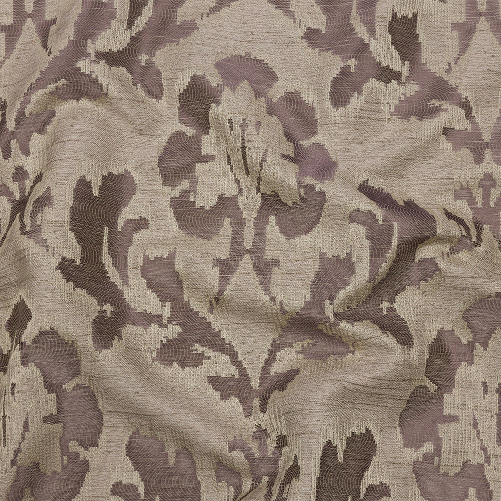 Dusty Lilac and Oatmeal Abstracted Leaves Polyester Jacquard Dusty Lilac and Oatmeal Abstracted Leaves Polyester Jacquard