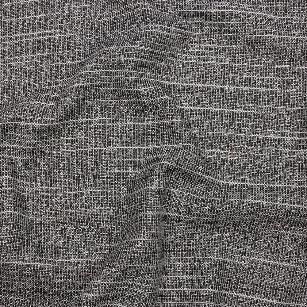 Black, White and Silver Metallic Polyester Tweed Black, White and Silver Metallic Polyester Tweed