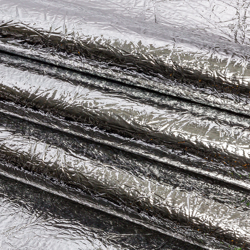 Crinkled Mirror Vinyl with Fabric Backing - Silver - Ingot Collection Crinkled Mirror Vinyl with Fabric Backing - Silver - Ingot Collection