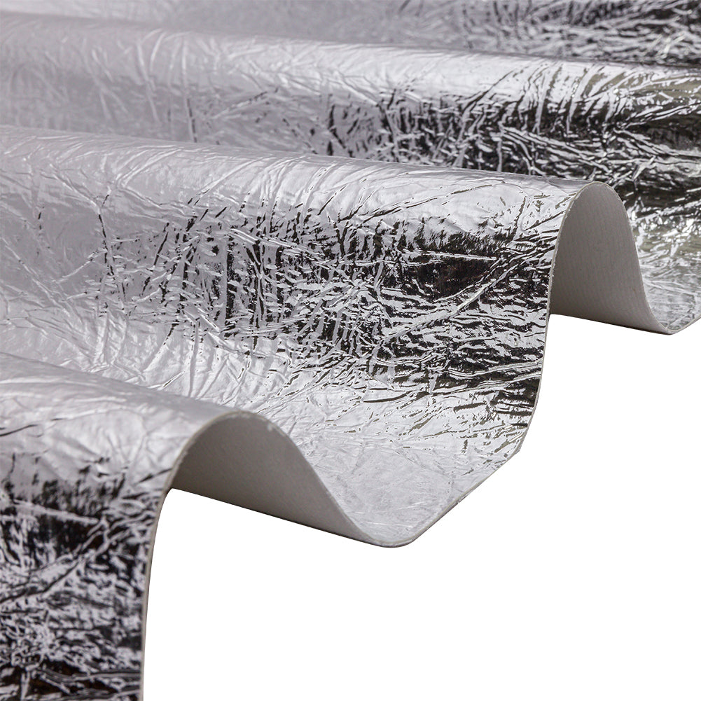 Crinkled Mirror Vinyl with Fabric Backing - Silver - Ingot Collection Crinkled Mirror Vinyl with Fabric Backing - Silver - Ingot Collection