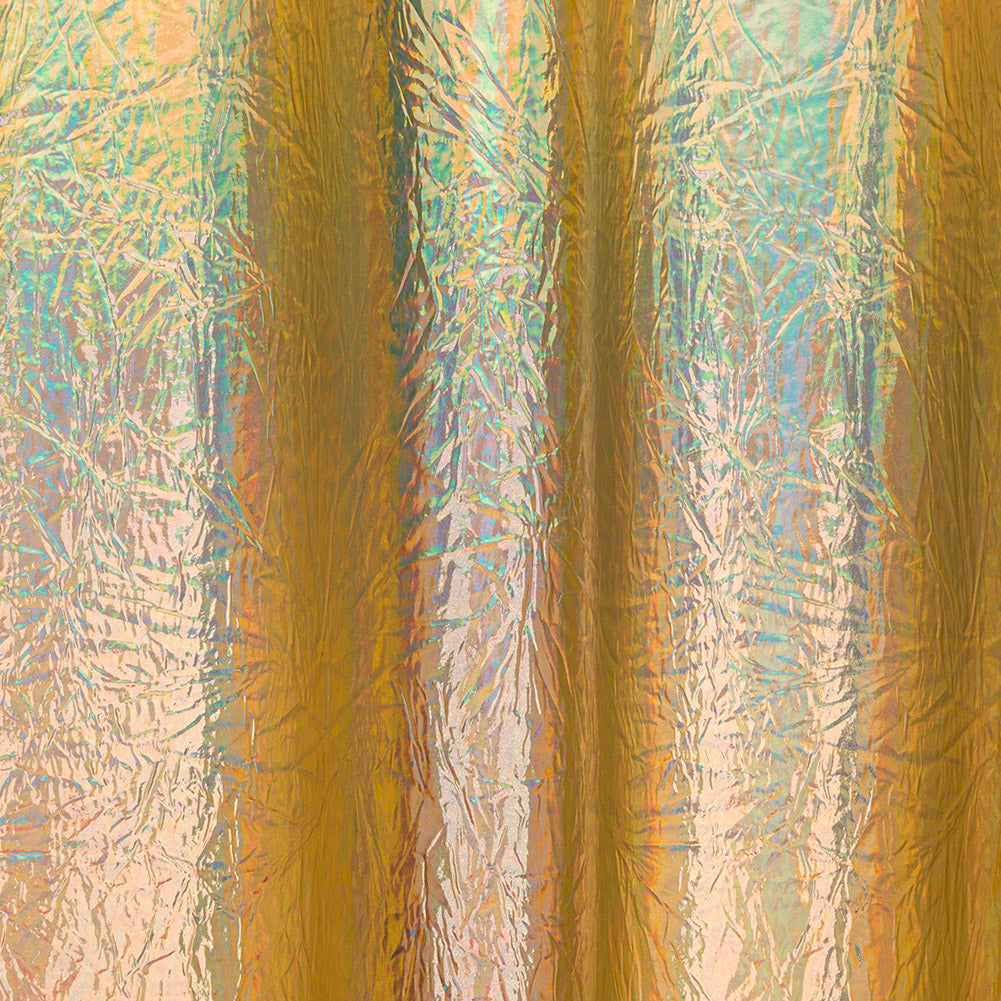 Crinkled Mirror Vinyl with Fabric Backing - Holographic Gold - Ingot Collection Crinkled Mirror Vinyl with Fabric Backing - Holographic Gold - Ingot Collection
