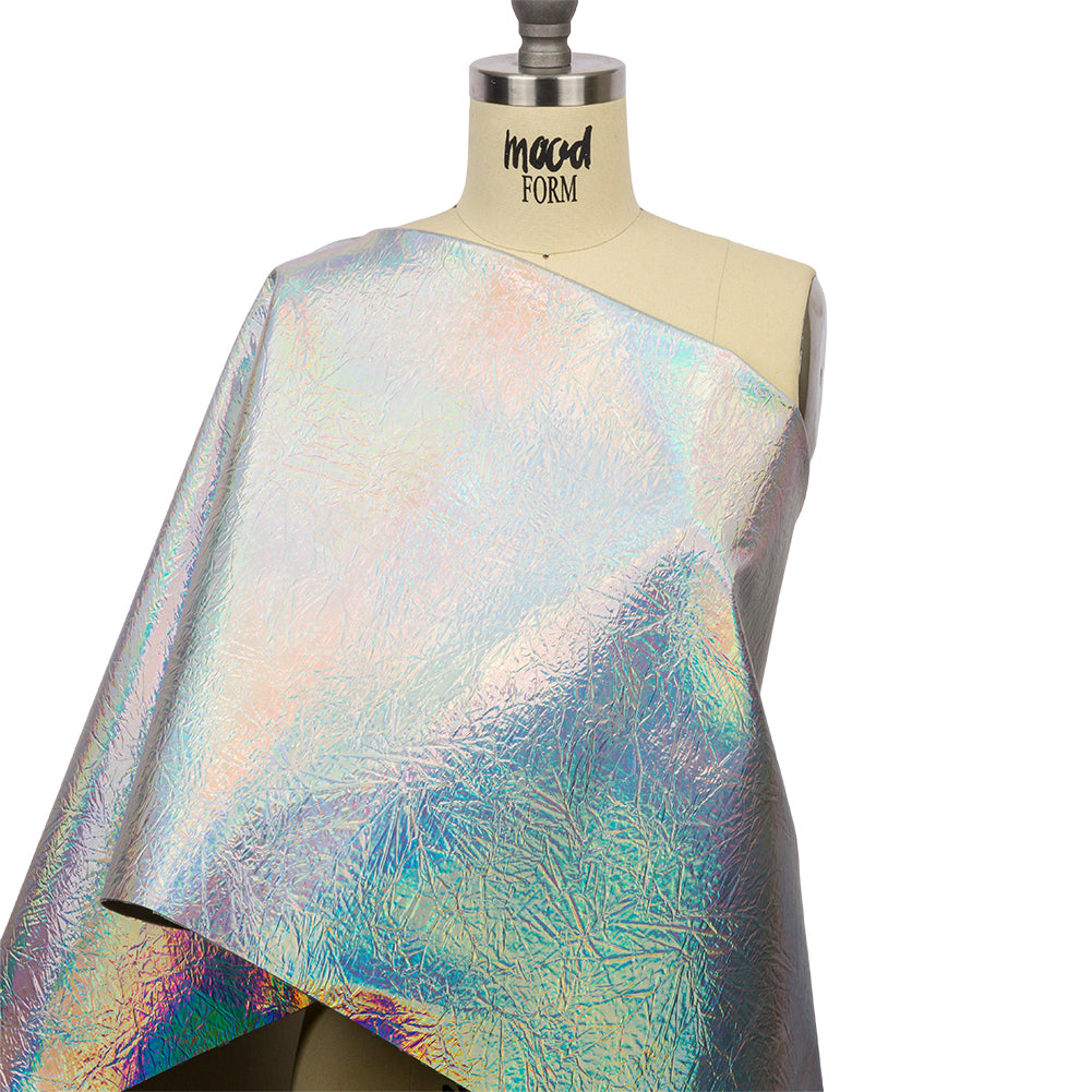 Crinkled Mirror Vinyl with Fabric Backing - Holographic Silver - Ingot Collection Crinkled Mirror Vinyl with Fabric Backing - Holographic Silver - Ingot Collection