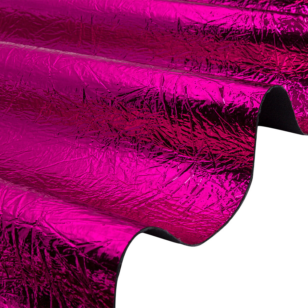 Crinkled Mirror Vinyl with Fabric Backing - Fuchsia - Ingot Collection Crinkled Mirror Vinyl with Fabric Backing - Fuchsia - Ingot Collection