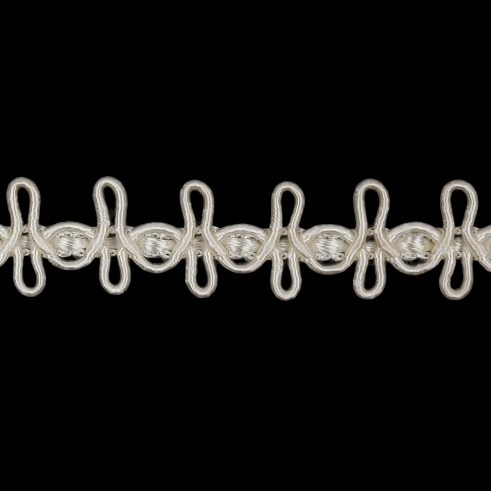 Famous NYC Designer Ivory Crossed Loops Gimp Braided Trim - 0.625" Detail Famous NYC Designer Ivory Crossed Loops Gimp Braided Trim - 0.625" Detail