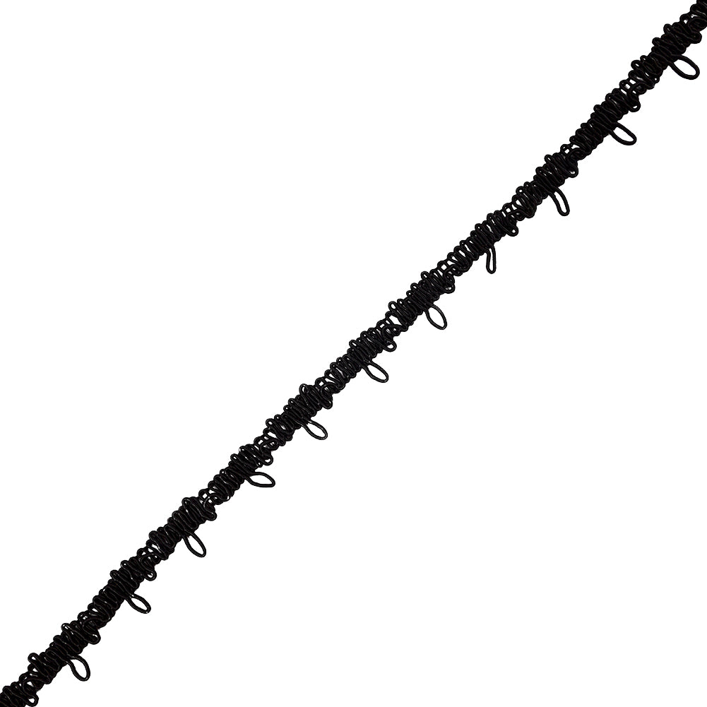 Famous NYC Designer Black Button Loop Gimp Braided Trim - 0.75" Famous NYC Designer Black Button Loop Gimp Braided Trim - 0.75"