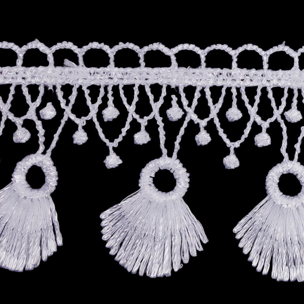 Famous NYC Designer Brilliant White Fan Fringe Venise Lace Trim - 2.125 Detail Famous NYC Designer Brilliant White Fan Fringe Venise Lace Trim - 2.125 Detail