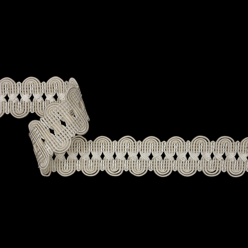 Famous NYC Designer Ivory Arches and Crosses Gimp Braided Trim - 1.375" Famous NYC Designer Ivory Arches and Crosses Gimp Braided Trim - 1.375"