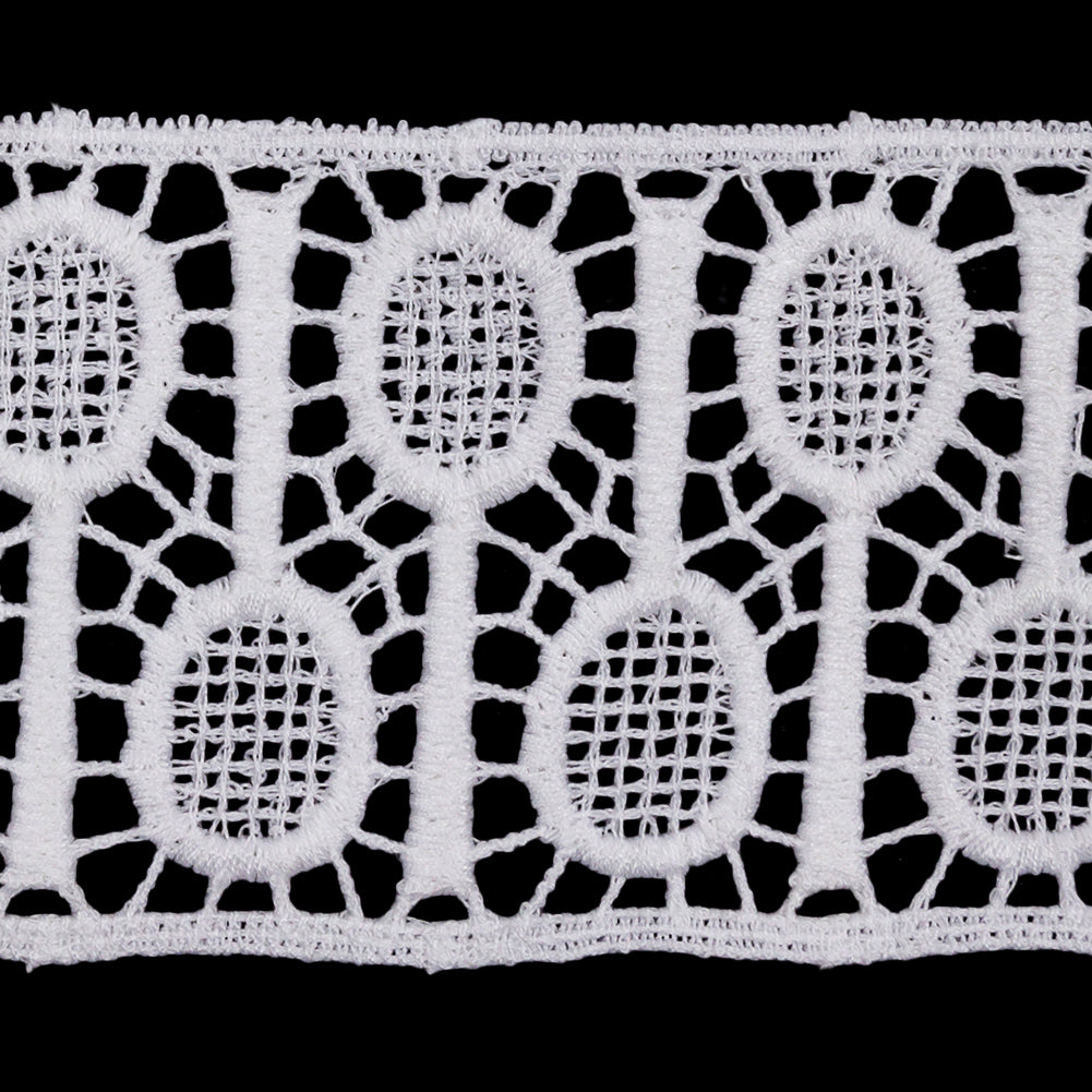 Famous NYC Designer White Tennis Rackets Cotton Venise Lace Trim - 2.125" Detail Famous NYC Designer White Tennis Rackets Cotton Venise Lace Trim - 2.125" Detail