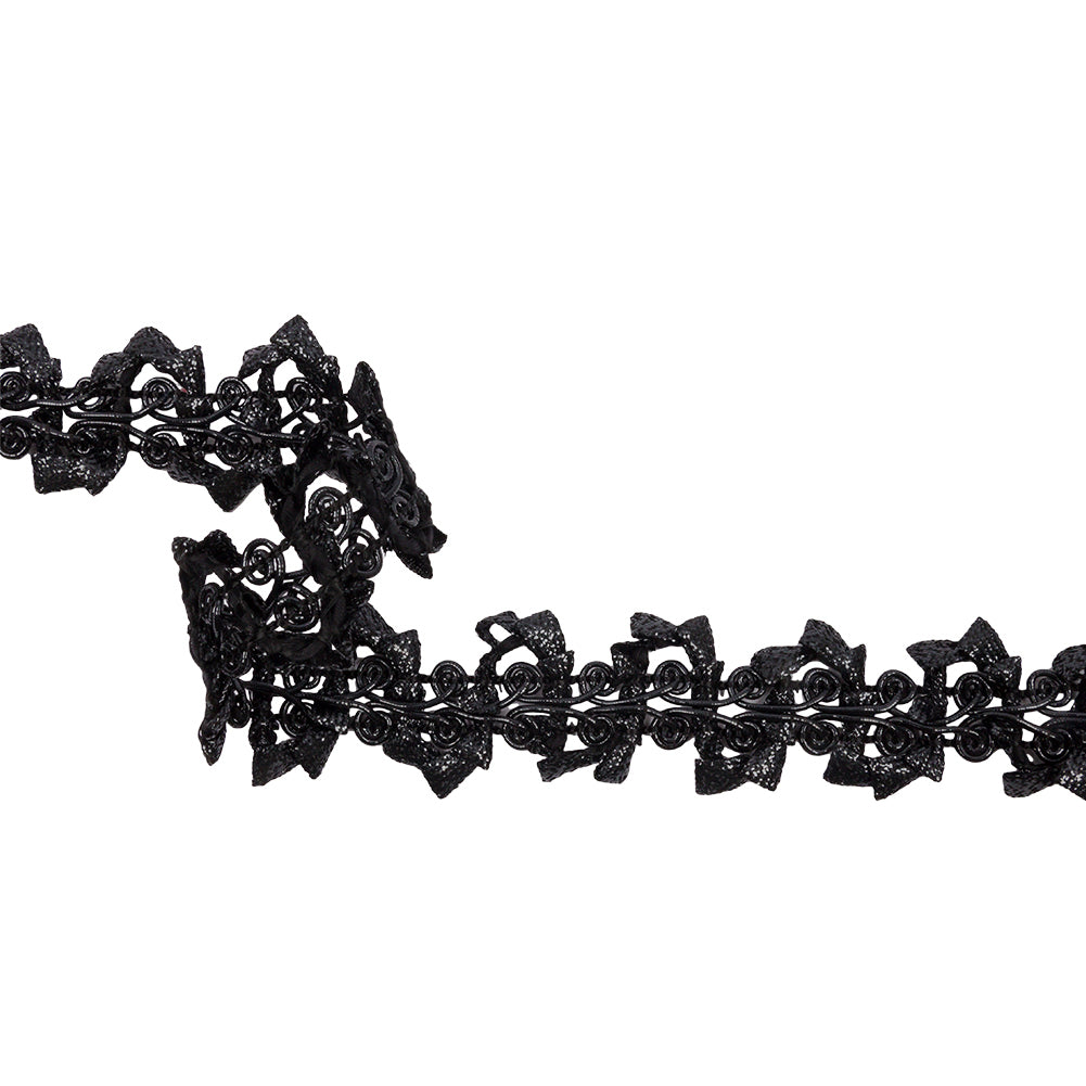 Famous NYC Designer Metallic Black Abstract Gimp Braided Trim - 1.5" Famous NYC Designer Metallic Black Abstract Gimp Braided Trim - 1.5"
