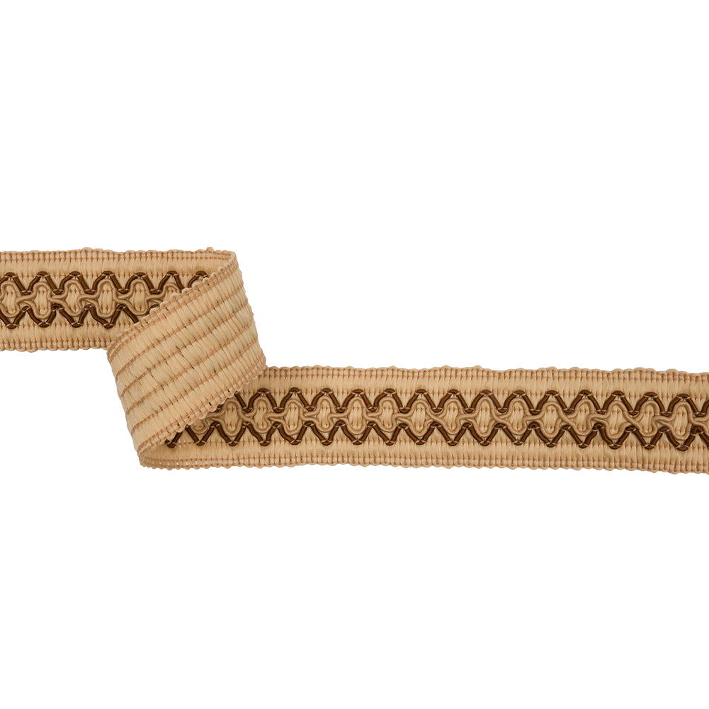 Famous NYC Designer Tan and Brown Diamonds Braided Trim - 1.25" Famous NYC Designer Tan and Brown Diamonds Braided Trim - 1.25"