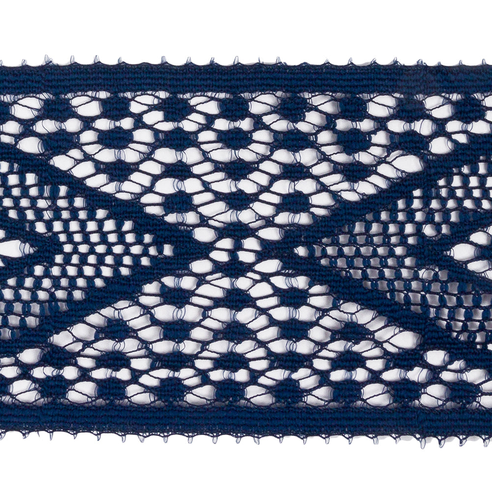 Famous NYC Designer Navy Diamonds Lace Trim - 2.125" Detail Famous NYC Designer Navy Diamonds Lace Trim - 2.125" Detail