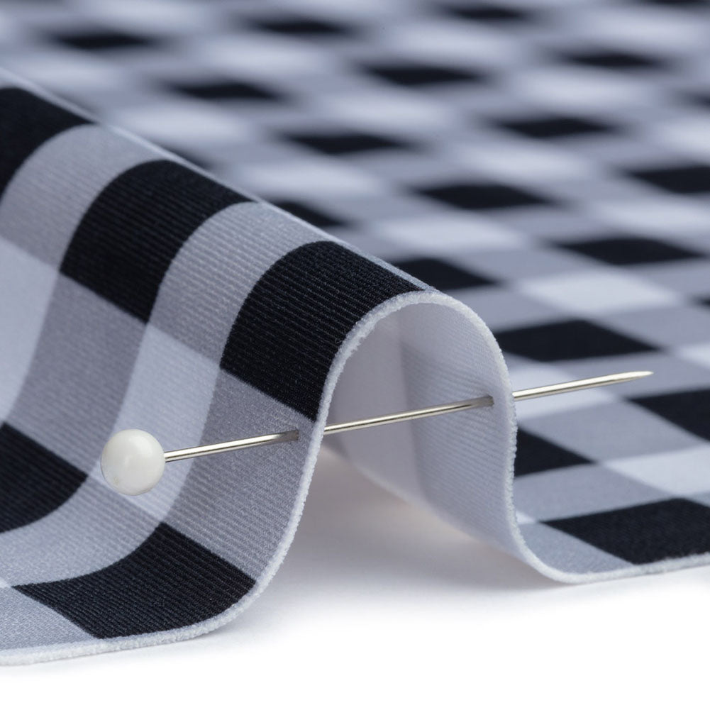Compression Swimwear Tricot, UV Protective with Aloe Vera Microcapsules - Black and White Checkered - Caye Collection Detail Compression Swimwear Tricot, UV Protective with Aloe Vera Microcapsules - Black and White Checkered - Caye Collection Detail