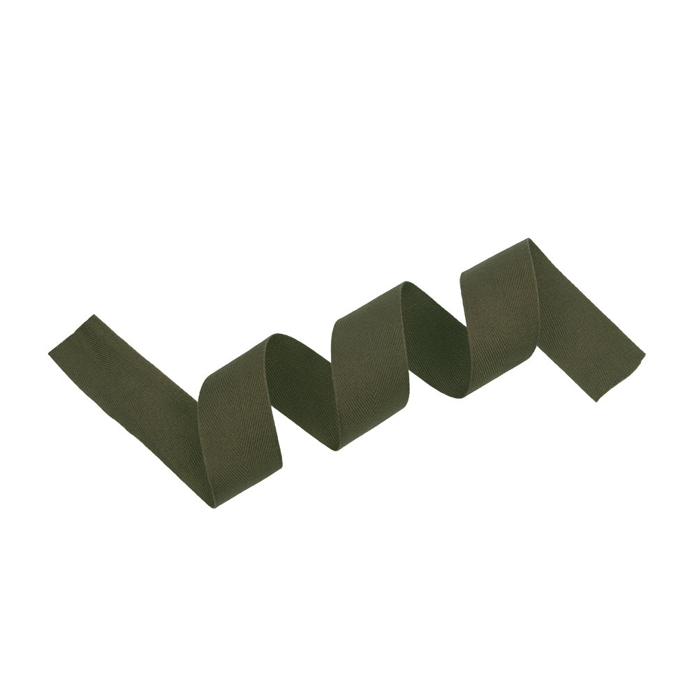 Tilly Rifle Green Herringbone Cotton Twill Tape - 25mm Detail Tilly Rifle Green Herringbone Cotton Twill Tape - 25mm Detail