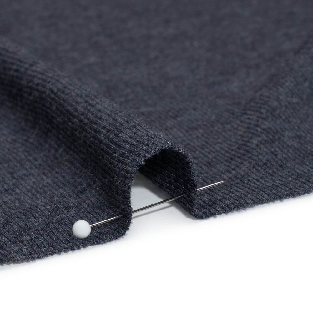 Cotton and Modal 1x1 Rib Knit - Heathered Navy Blue Detail Cotton and Modal 1x1 Rib Knit - Heathered Navy Blue Detail