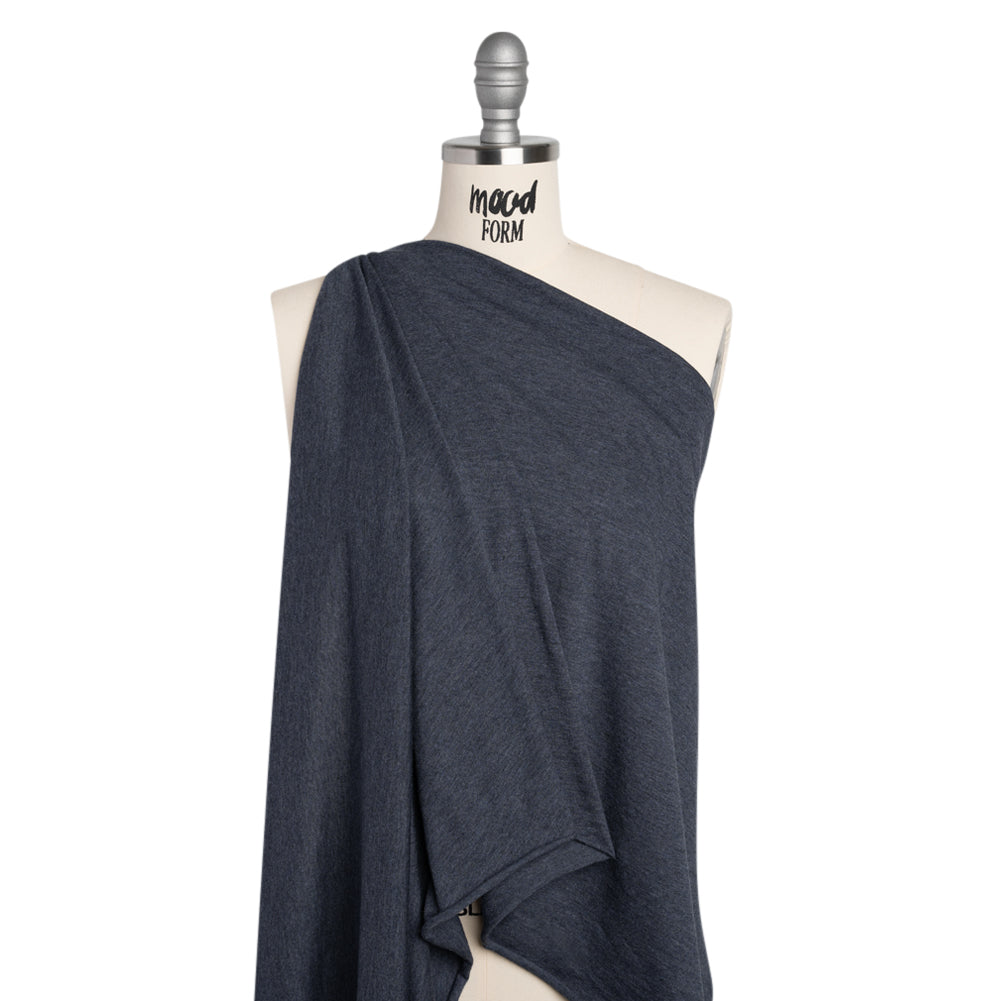 Cotton and Modal Jersey - Heathered Navy Blue Drape Cotton and Modal Jersey - Heathered Navy Blue Drape
