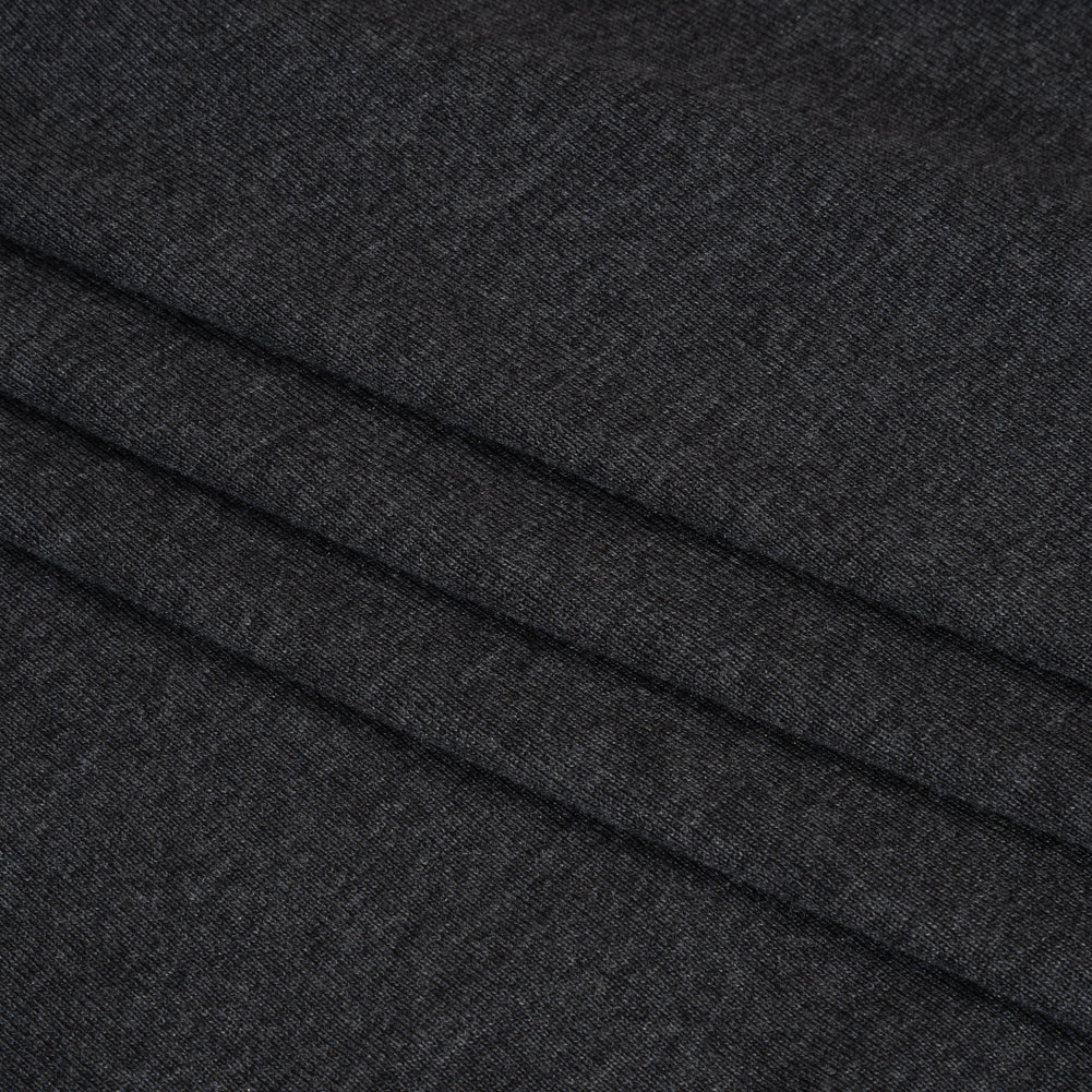 Cotton and Modal 1x1 Rib Knit - Heathered Dark Gray Folded Cotton and Modal 1x1 Rib Knit - Heathered Dark Gray Folded