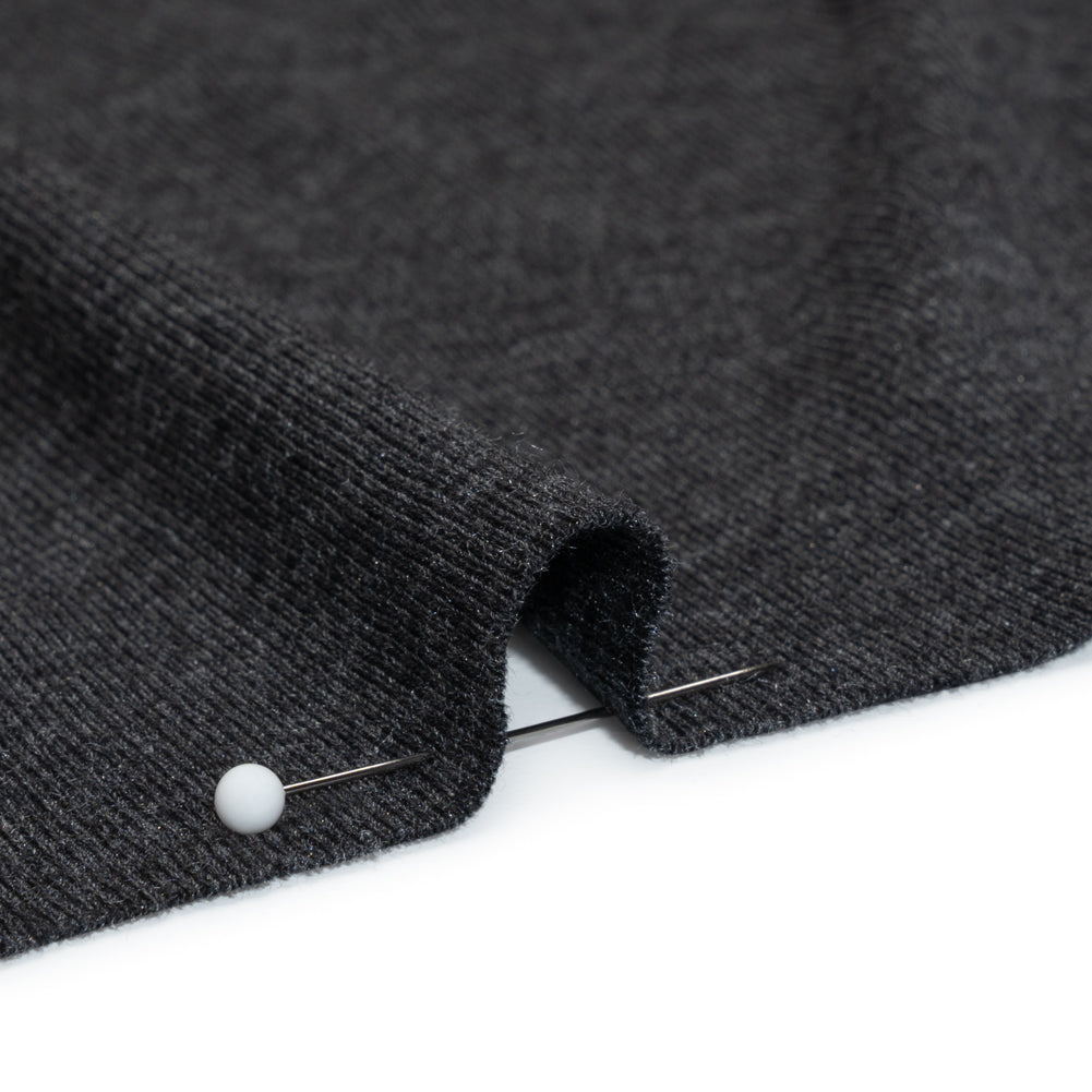 Cotton and Modal 1x1 Rib Knit - Heathered Dark Gray Detail Cotton and Modal 1x1 Rib Knit - Heathered Dark Gray Detail