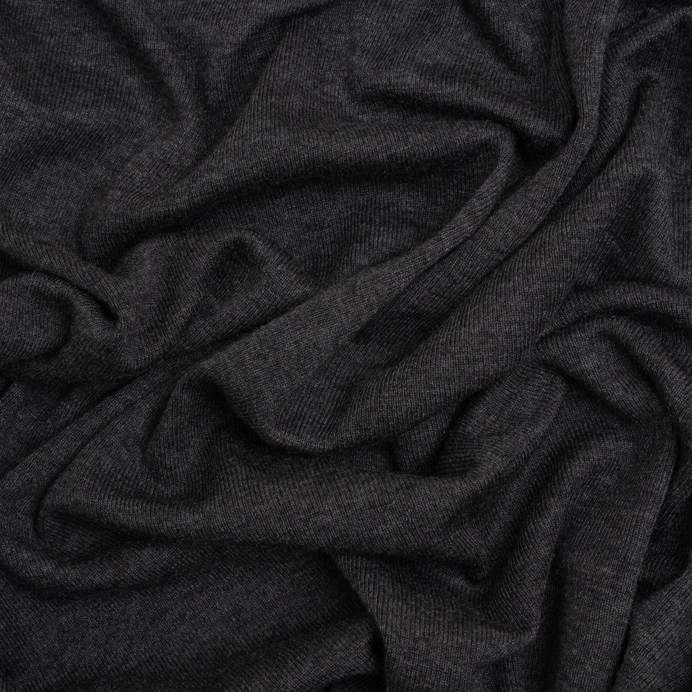 Cotton and Modal 1x1 Rib Knit - Heathered Dark Gray Cotton and Modal 1x1 Rib Knit - Heathered Dark Gray