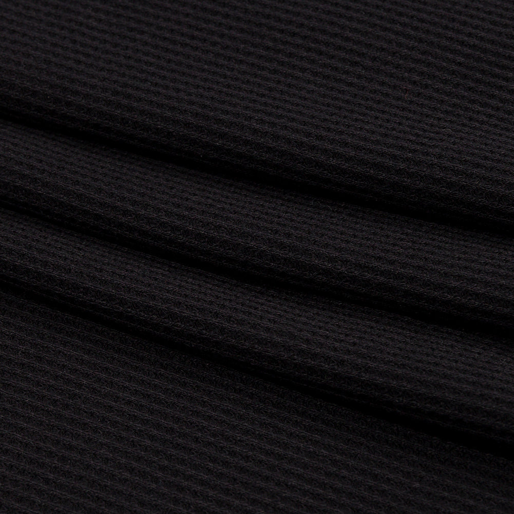 Black Rayon and Polyester Waffle Knit Folded Black Rayon and Polyester Waffle Knit Folded