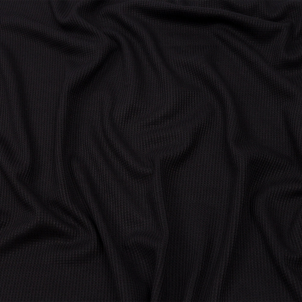 Black Rayon and Polyester Waffle Knit Black Rayon and Polyester Waffle Knit