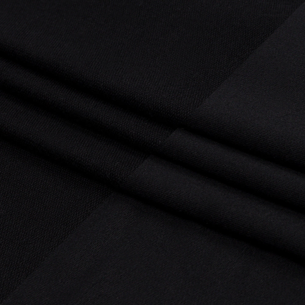 Black Stretch Rayon French Terry Folded Black Stretch Rayon French Terry Folded