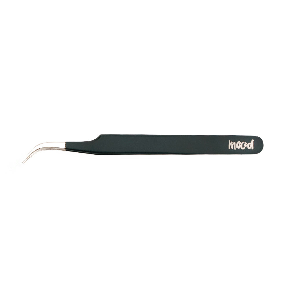 Mood Matte Black Curved Nose Tweezers - 4.75"