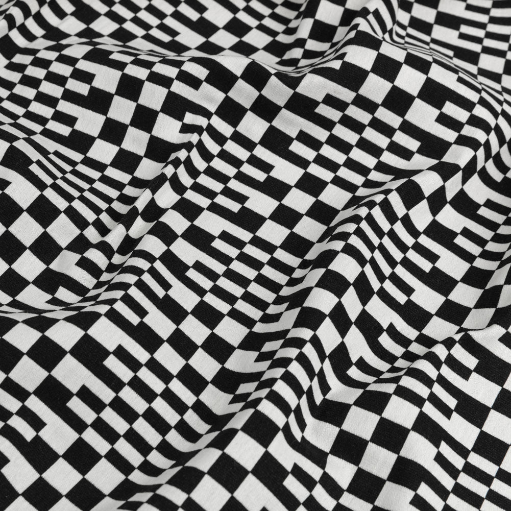 Trina Turk Black and White Geometric Stretch Cotton Double Cloth Trina Turk Black and White Geometric Stretch Cotton Double Cloth