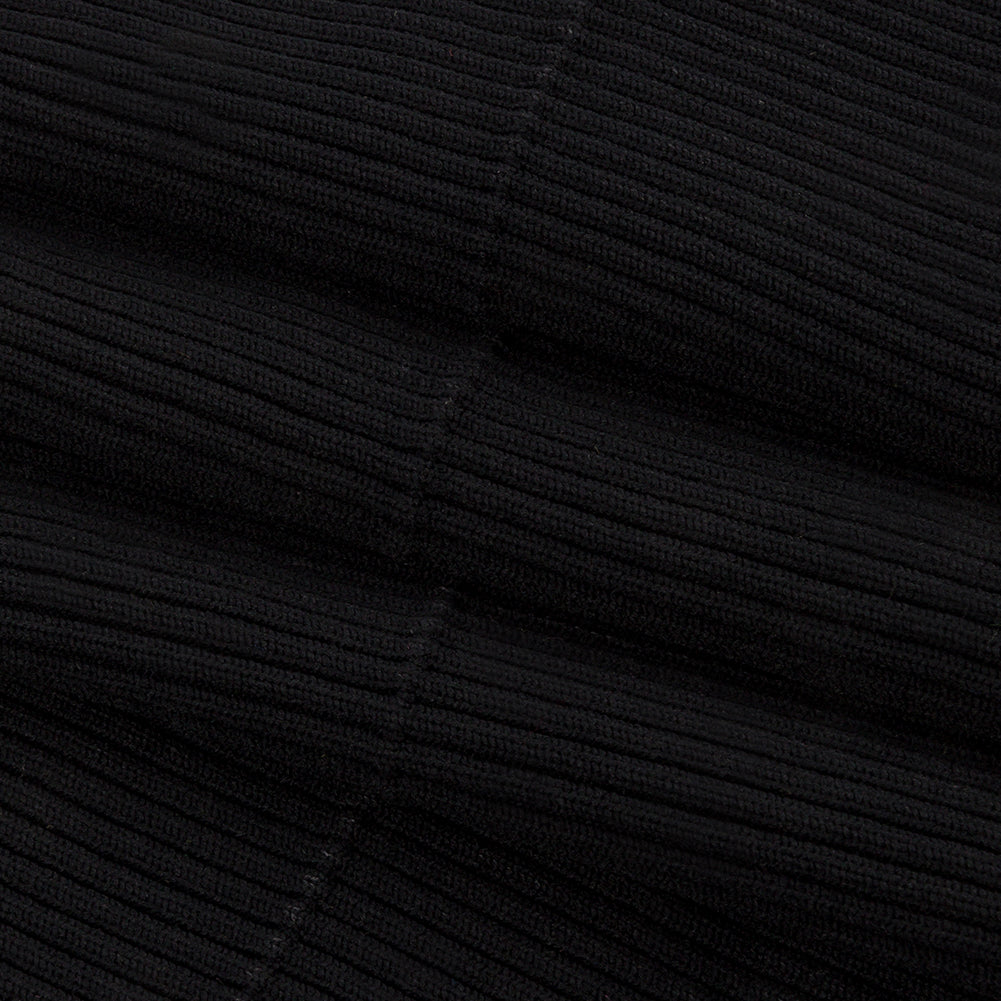 Black Distinct Ribs 2x2 Rib Knit Foldover Trim - 41" x 6.75" Folded Black Distinct Ribs 2x2 Rib Knit Foldover Trim - 41" x 6.75" Folded