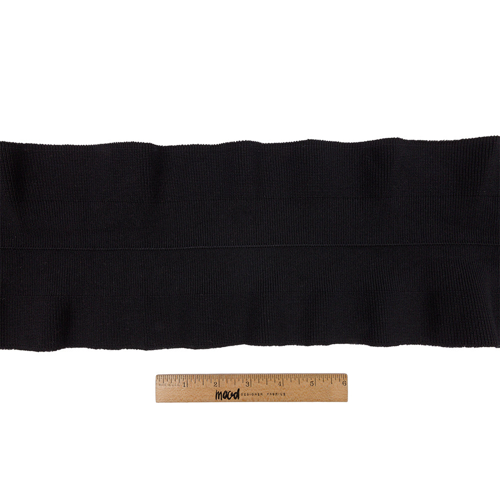 Black Ruffled Foldover Rib Knit Trim - 39" x 6" Full Black Ruffled Foldover Rib Knit Trim - 39" x 6" Full
