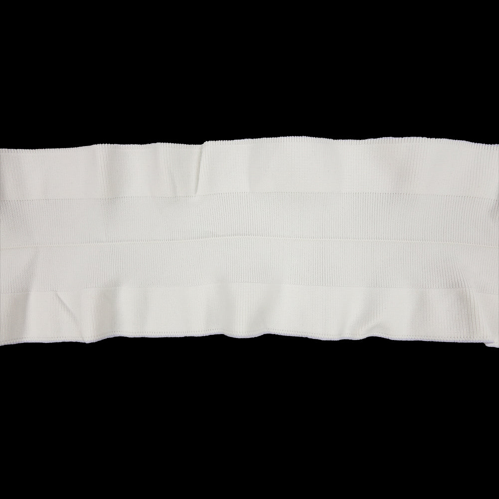 White Ruffled Foldover Rib Knit Trim - 39" x 6" White Ruffled Foldover Rib Knit Trim - 39" x 6"