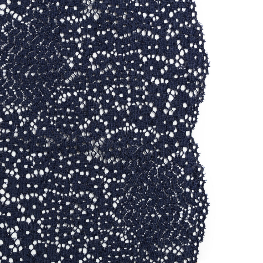 Trina Turk Navy Blue Floral Lace with Finished Scalloped Edges Folded Trina Turk Navy Blue Floral Lace with Finished Scalloped Edges Folded