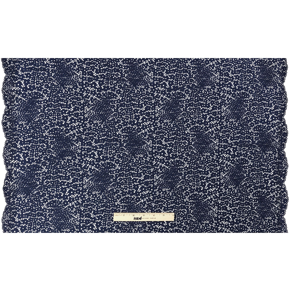 Trina Turk Navy Blue Floral Lace with Finished Scalloped Edges Full Trina Turk Navy Blue Floral Lace with Finished Scalloped Edges Full