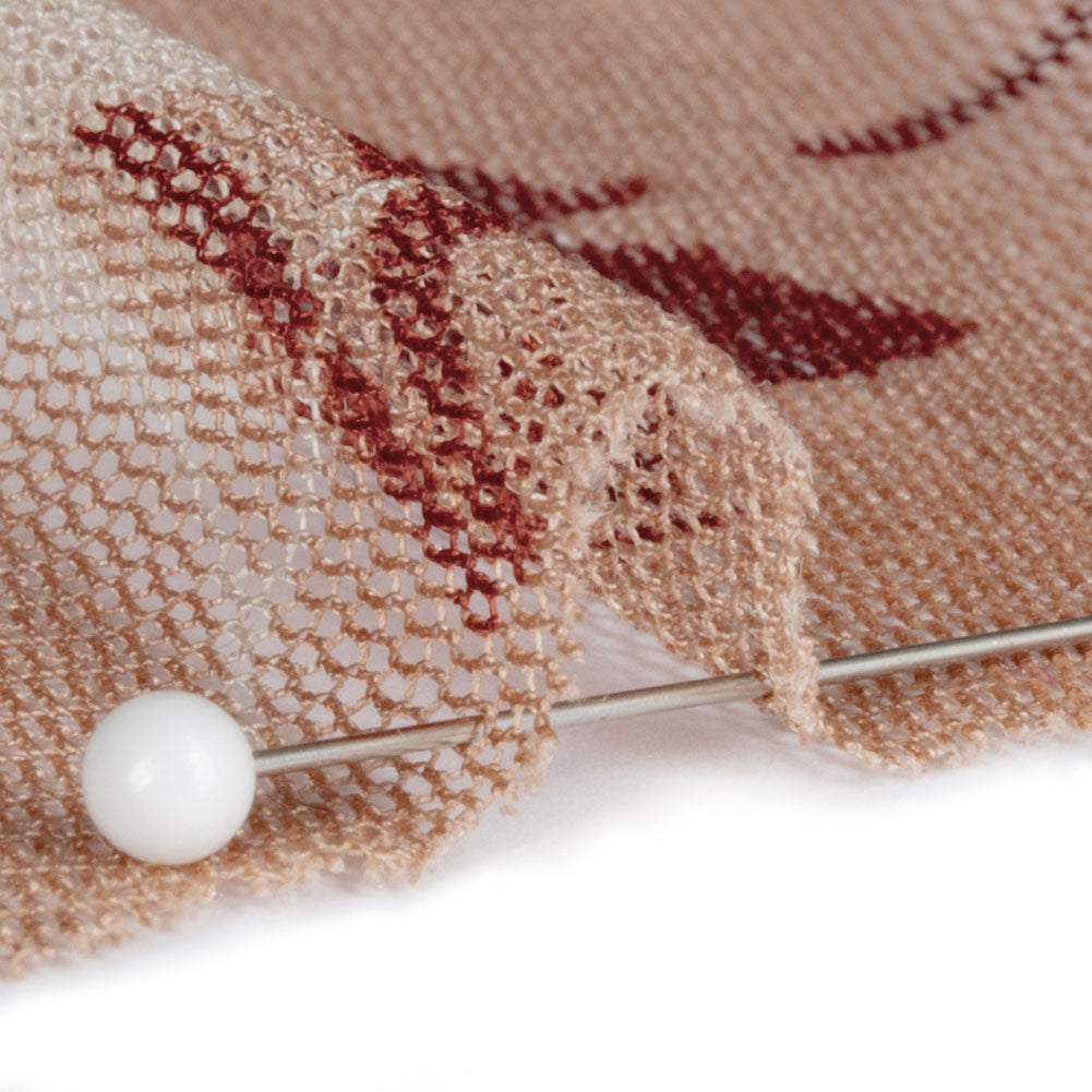 Blush, White and Red Floral Shadows Silk Tulle Folded Blush, White and Red Floral Shadows Silk Tulle Folded